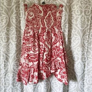 Fire strapless red and white top